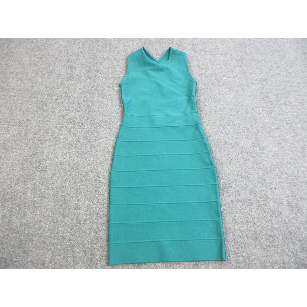 Herve Leger Dress Womens XXS Green Bandage Bodycon Cross Back Mini 46HLT8291501